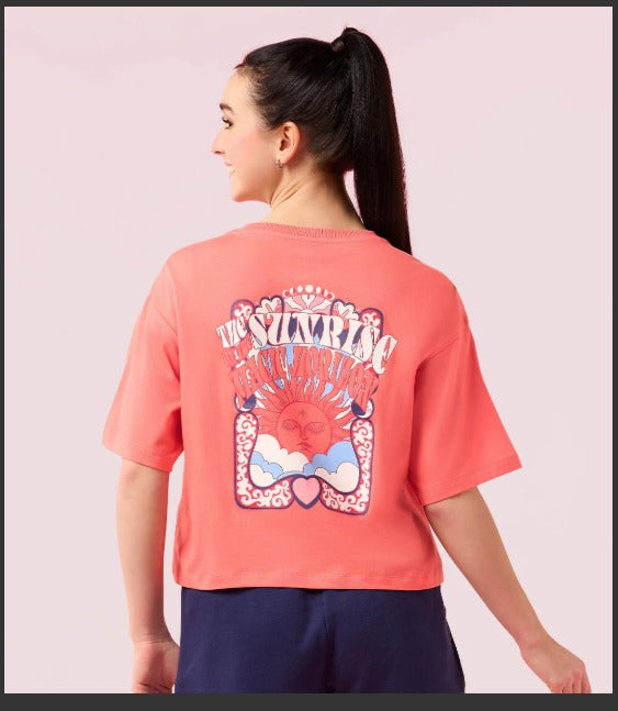 Enamor Beautiful back printed oversized top for women